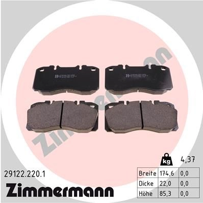 Тормозные колодки комплект ZIMMERMANN 906178 2912 2 UPZ65 291222201
