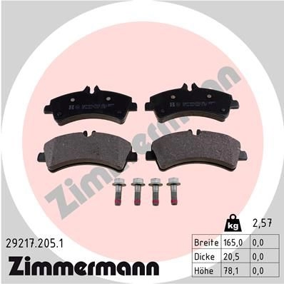 Тормозные колодки комплект ZIMMERMANN 292172051 29 217 34H5U 906194