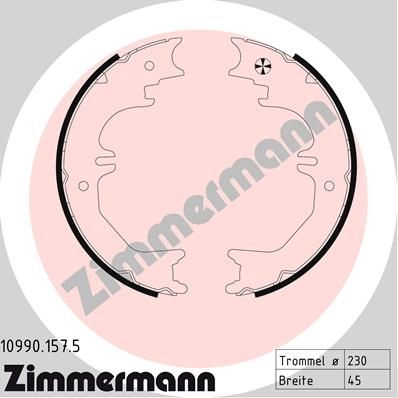 Тормозные колодки ручника ZIMMERMANN 109901575 9GL8 V 904233 изображение 0