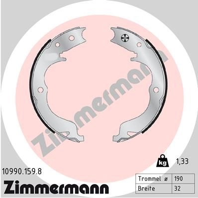 Тормозные колодки ручника ZIMMERMANN 1437870264 109901598 9D80 GK2 изображение 0