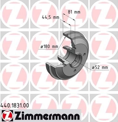 Тормозный барабан ZIMMERMANN 440183100 906858 E5 RYBA