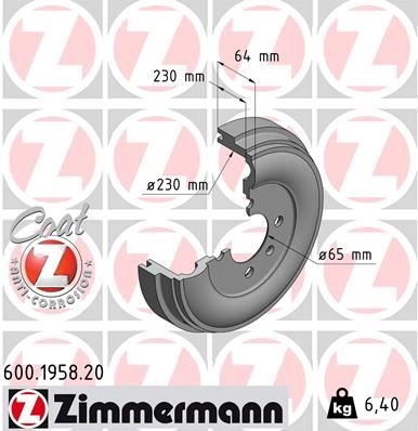 Тормозный барабан ZIMMERMANN 907401 P8QZUP 5 600195820