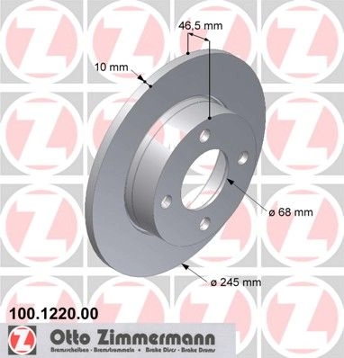 Тормозной диск ZIMMERMANN WVFUC 5Q 903885 100.1220.00