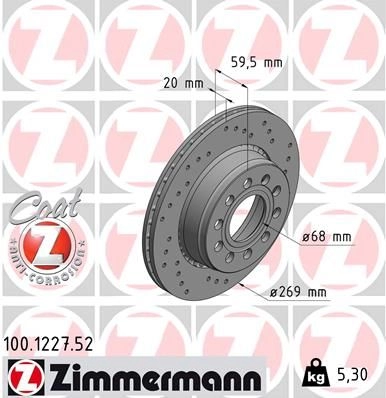 Тормозной диск ZIMMERMANN 100122752 1IJG 7 903898