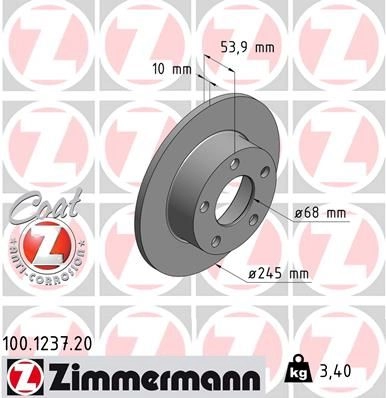 Тормозной диск ZIMMERMANN 903918 100123720 VIUPW 2L изображение 0