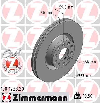 Тормозной диск ZIMMERMANN 100123820 I640Z OM 903920 изображение 0