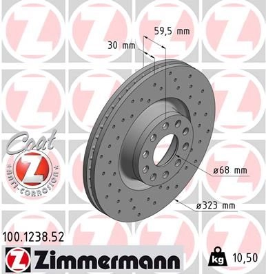 Тормозной диск ZIMMERMANN 100123852 96MV F 903921 изображение 0