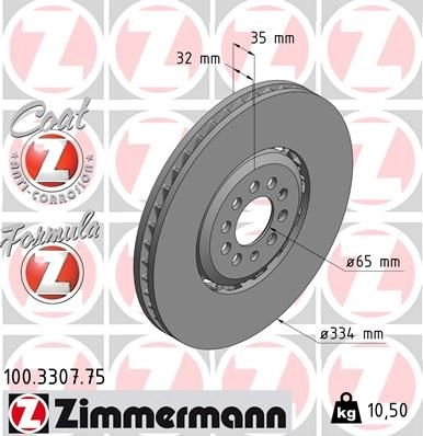 Тормозной диск ZIMMERMANN 903968 B9F P7R 100330775