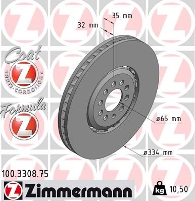 Тормозной диск ZIMMERMANN 100330875 E7Q5 UJ 903969