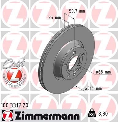 Тормозной диск ZIMMERMANN 903982 MXME H 100331720 изображение 0