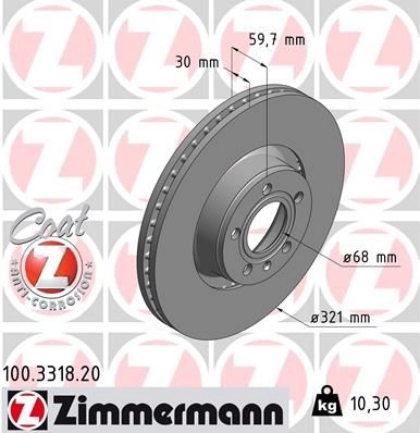 Тормозной диск ZIMMERMANN 100.3318.20 EIVKZ BO 903984