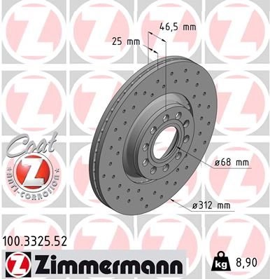 Тормозной диск ZIMMERMANN 100332552 903997 8 X9OZT
