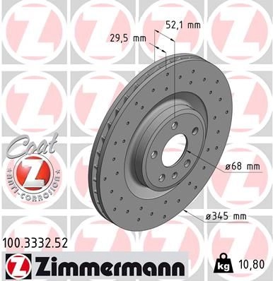 Тормозной диск ZIMMERMANN 100333252 0H DANZ 904010 изображение 0