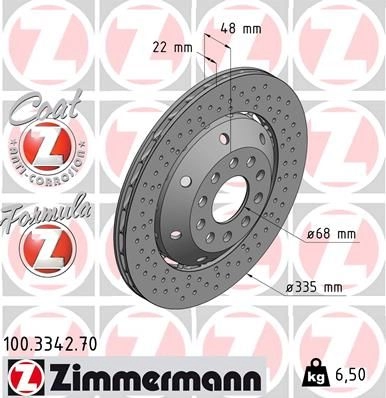 Тормозной диск ZIMMERMANN 100334270 904022 R SYULB изображение 0