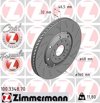 Тормозной диск ZIMMERMANN 904028 100334870 0QKSS E