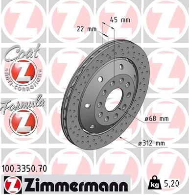 Тормозной диск ZIMMERMANN 904030 7KU CT04 100335070