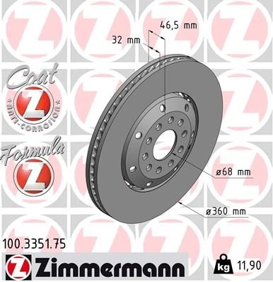 Тормозной диск ZIMMERMANN P NUB2DQ 904031 100335175