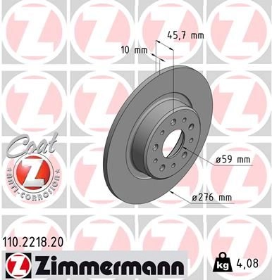 Тормозной диск ZIMMERMANN 904256 9CR 6JZY 110221820