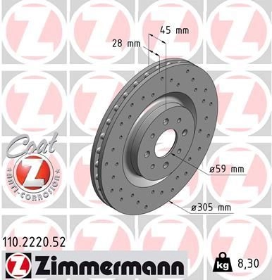 Тормозной диск ZIMMERMANN 904259 ZSB SHQ5 110222052