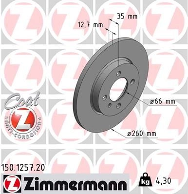 Тормозной диск ZIMMERMANN 150125720 904282 42ZDN N