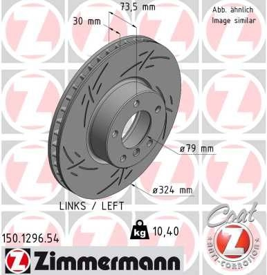 Тормозной диск ZIMMERMANN 1438357844 150.1296.54 T E4HG