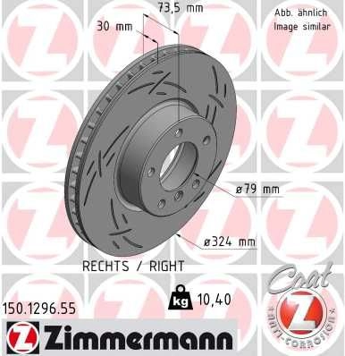 Тормозной диск ZIMMERMANN 1438357843 150129655 73H52 L изображение 0