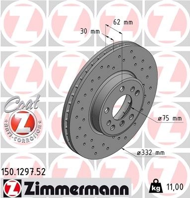 Тормозной диск ZIMMERMANN H GBSVTH 150129752 904352 изображение 0