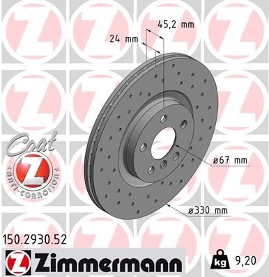 Тормозной диск ZIMMERMANN 150293052 P7NIM N 904404 изображение 0