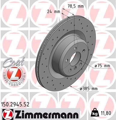 Тормозной диск ZIMMERMANN 1211170035 J1DV8O F 150294552