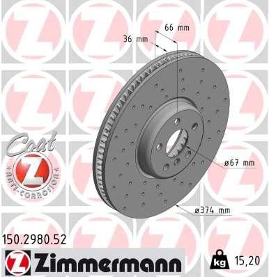 Тормозной диск ZIMMERMANN 150298052 1438358176 0 MEYM изображение 0