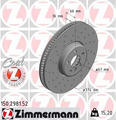 Тормозной диск ZIMMERMANN 1438358178 150298152 WP WGM6S