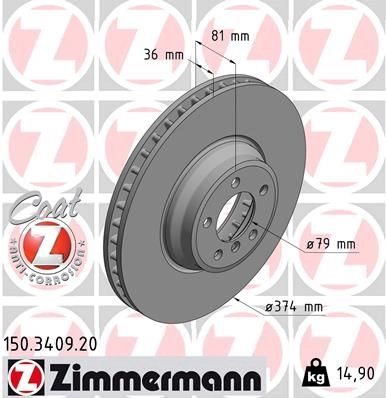 Тормозной диск ZIMMERMANN 2 3MXSD 904442 150340920