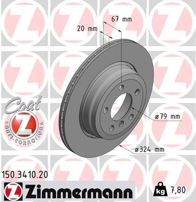 Тормозной диск ZIMMERMANN 904443 W L5FXT 150341020