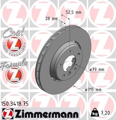 Тормозной диск ZIMMERMANN 904453 SBH8 MWA 150341875
