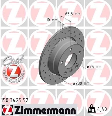 Тормозной диск ZIMMERMANN 1211170263 150342552 3 8LI6J