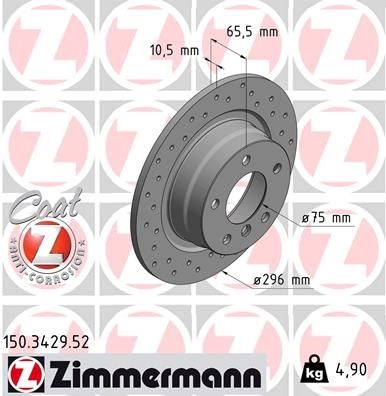 Тормозной диск ZIMMERMANN FI DLGH 150.3429.52 904470 изображение 0