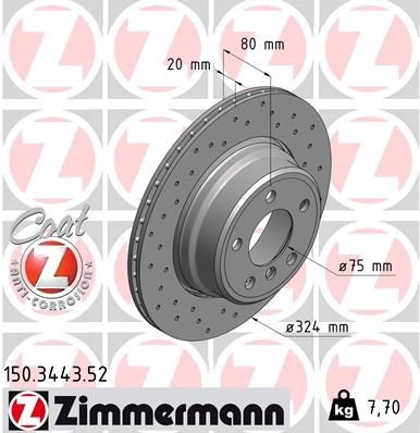 Тормозной диск ZIMMERMANN LHZK 3G7 150344352 904493 изображение 0