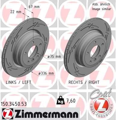 Тормозной диск ZIMMERMANN 150345053 BVJ O9 1425045829