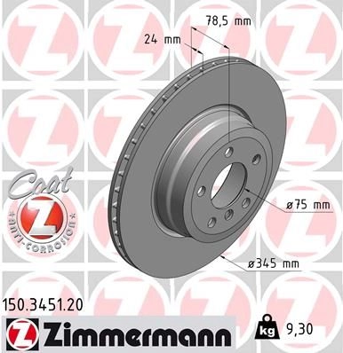 Тормозной диск ZIMMERMANN 150345120 VZP6 CB 904508