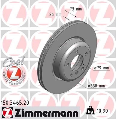 Тормозной диск ZIMMERMANN 150346520 NC8S A4 904528 изображение 0