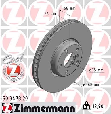 Тормозной диск ZIMMERMANN Z9VL L 150.3478.20 904544 изображение 0