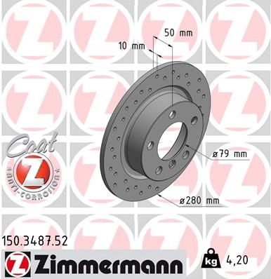 Тормозной диск ZIMMERMANN 1425045844 W HMXJD 150348752