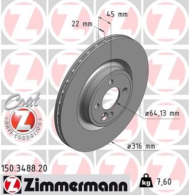 Тормозной диск ZIMMERMANN G5 9G3 150348820 904563 изображение 0