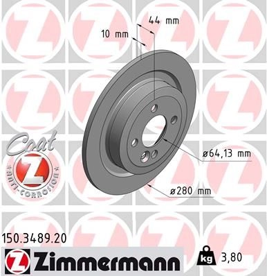 Тормозной диск ZIMMERMANN 904565 150.3489.20 HBMB AC5 изображение 0