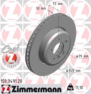 Тормозной диск ZIMMERMANN 150349120 904568 E Y7IV