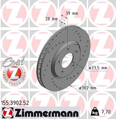 Тормозной диск ZIMMERMANN VH 86E 904606 155390252