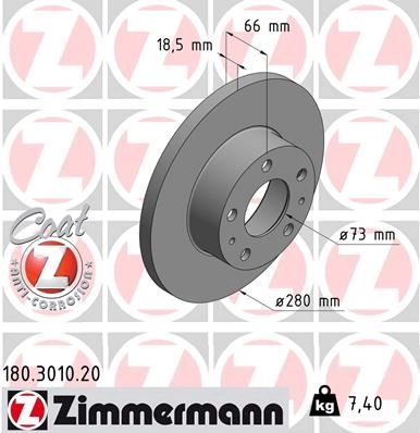 Тормозной диск ZIMMERMANN 904623 180301020 50 CX8WE изображение 0