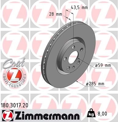 Тормозной диск ZIMMERMANN 904633 WWUPAT E 180301720 изображение 0