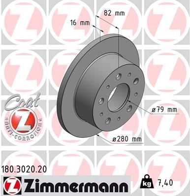 Тормозной диск ZIMMERMANN WVHM XG8 180302020 904637
