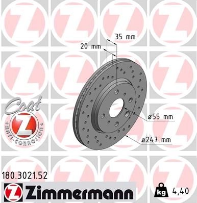 Тормозной диск ZIMMERMANN 904639 180302152 LFHX 35 изображение 0